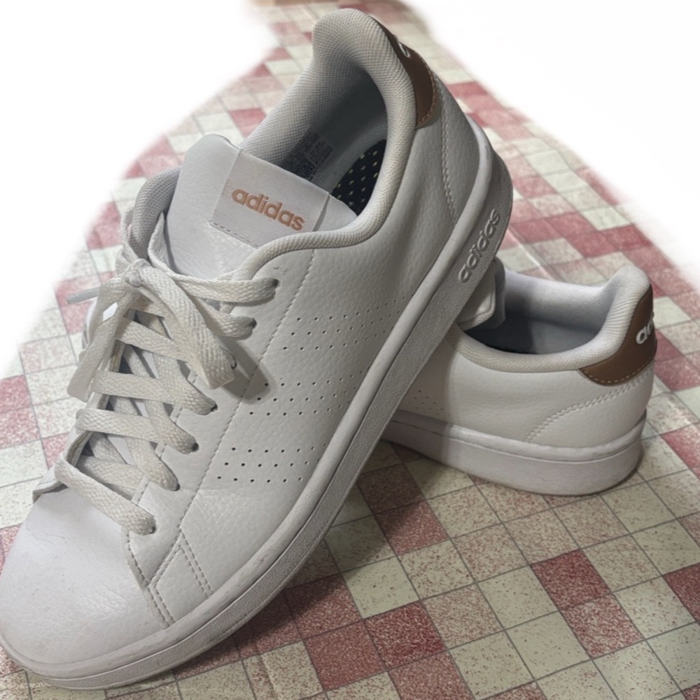 Leather adidas court shoes
